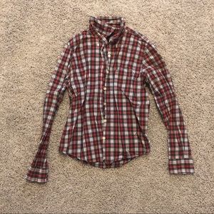 Red plaid button down shirt